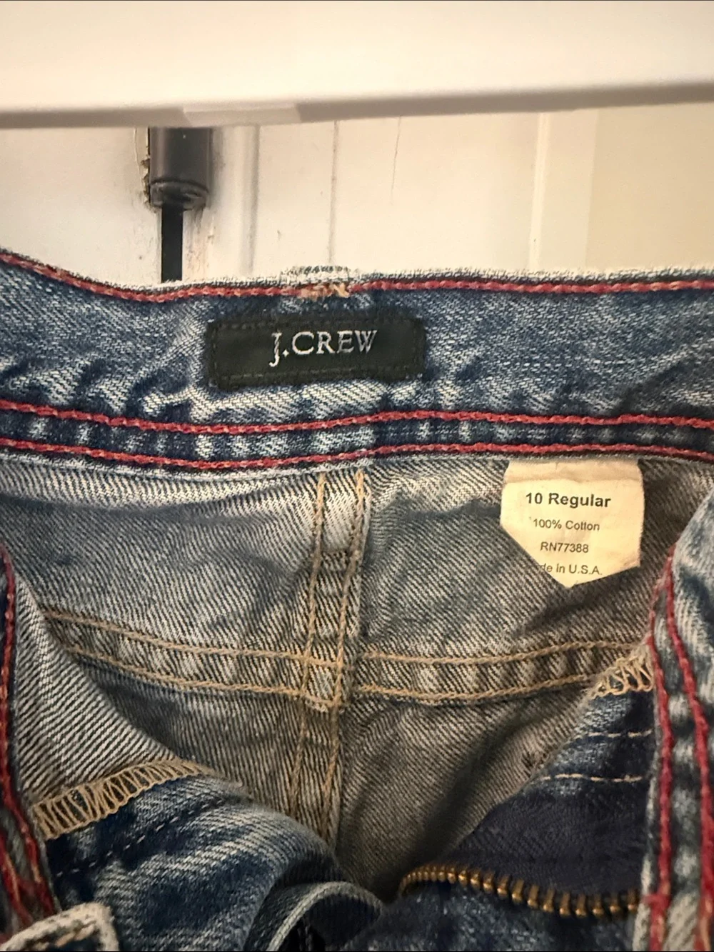 J. Crew Medium Blue Denim Jeans with Red Topstitch